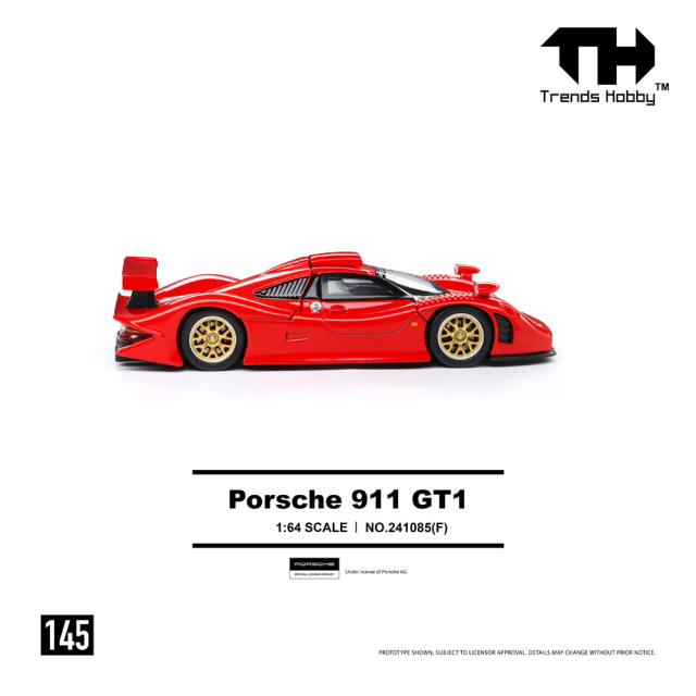 Trends Hobby 1/64 (ダイキャスト製) Porsche 911 GT1 1998 レッド