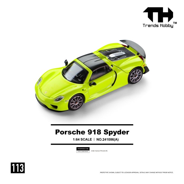 [予約]Trends Hobby 1/64 (ダイキャスト製) Porsche 918 Spyder アシッドグリーン