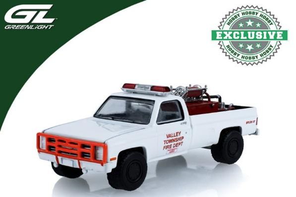 [予約]グリーンライト 1/64 (ダイキャスト製) 1983 Chevrolet K20 Custom Deluxe 4×4 Brush Fire Truck ? Valley Township Fire Department “Heavy Chevy” Danville, Pennsylvania