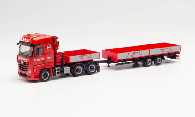 herpa Cars&Trucks 1/87 メルセデスベンツ アロクス L 6x4 トラクター 積載クレーン, バラストプラットフォーム, トレーラー付 Scholpp