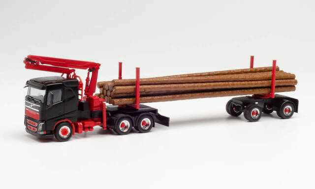 herpa Cars&Trucks 1/87 ボルボ FH FD Doll long 材木トラック ブラック/レッド