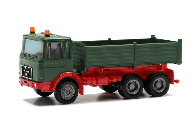[予約]herpa Cars&Trucks 1/87 (プラスチック製) ヘルパ・ベーシック MAN F8 ダンプトラック 3軸 グリーン/レッド