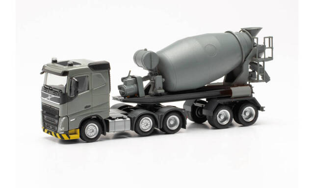 herpa Cars&Trucks 1/87 ボルボ FH フラットルーフ 2020 (6x2) コンクリートミキサー車 グレー／イエロー