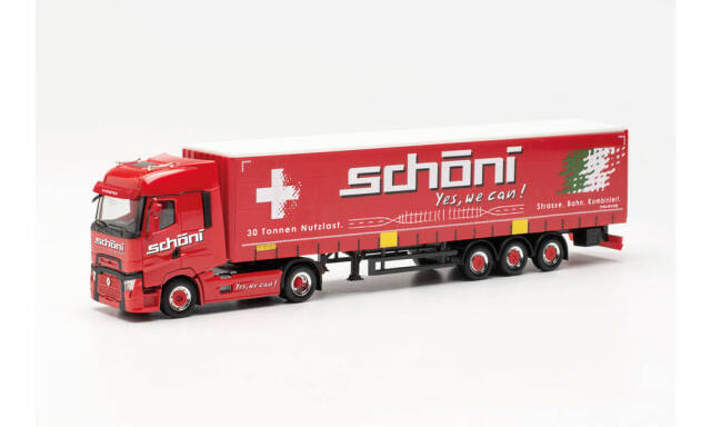 herpa Cars&Trucks 1/87 ルノーT フェイスリフト カーテンキャンバス セミトレーラー “Schöni International”