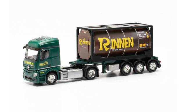 herpa Cars&Trucks 1/87 メルセデスベンツ アクトロス 18 ストリームスペース 2.3 タンクコンテナ セミトレーラー "Rinnen"