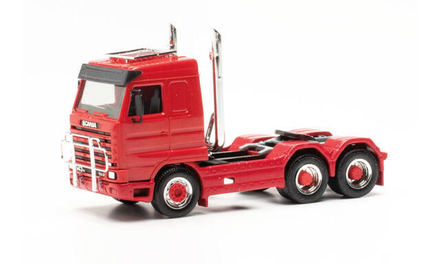 herpa Cars&Trucks 1/87 スカニア 143 ストリームライン リジッドトラクター 3軸 (6x4) ルーフラック・ラム プロテクション・ パイプ付き レッド