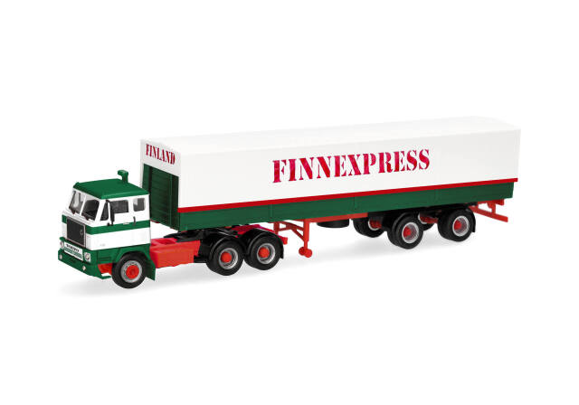 [予約]herpa Cars&Trucks 1/87 (プラスチック製) ボルボ F88 ターポリントレーラー "Finnexpress" (フィンランド)
