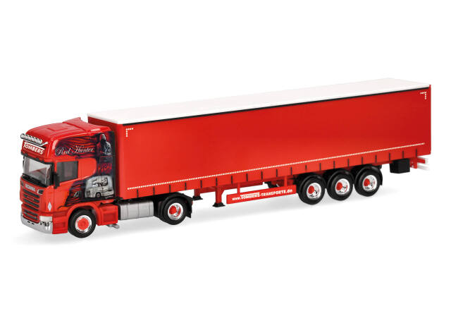 [予約]herpa Cars&Trucks 1/87 (プラスチック製) スカニア R 09 トップライン カーテンキャンバスセミトレーラー "Ralf Tombers/Red Hunter"