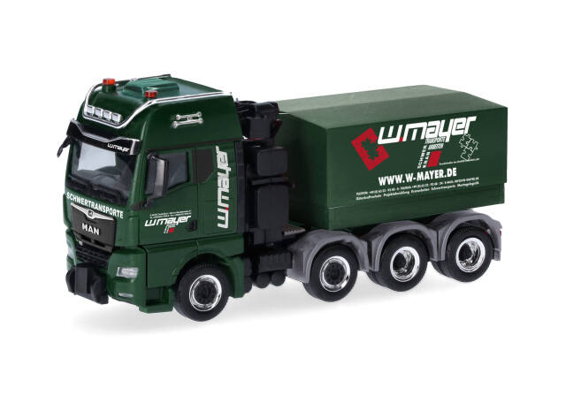 [予約]herpa Cars&Trucks 1/87 (プラスチック製) MAN TGX GX 大型トラクター 4軸 バラスト平ボディー付 "Mayer Zweibr?cken"
