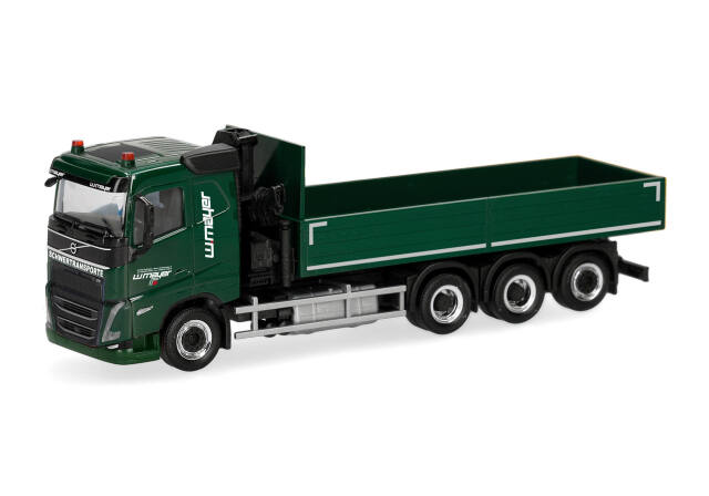[予約]herpa Cars&Trucks 1/87 (プラスチック製) ボルボ FH 2020 フラットルーフ フラットベッドトレーラー 4軸 ローディングクレーン付 "Mayer Zweibr?cken"