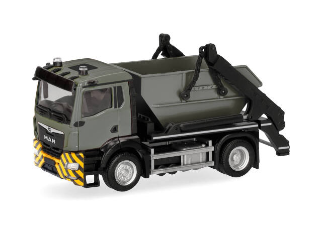 [予約]herpa Cars&Trucks 1/87 (プラスチック製) MAN TGS NN Meiller スキップローダー Ak12 グレー/イエロー