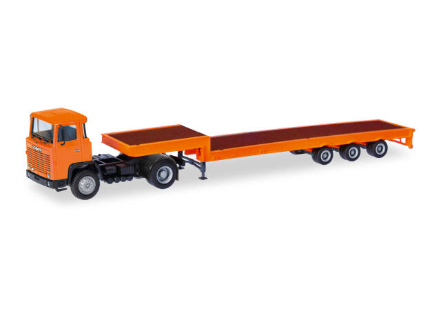 [予約]herpa Cars&Trucks 1/87 (プラスチック製) スカニア 141 ローボーイ セミトレーラー オレンジ