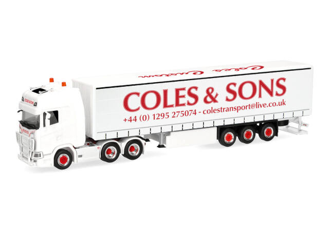 [予約]herpa Cars&Trucks 1/87 (プラスチック製)  スカニア CS 20 ハイルーフ カーテンキャンバスセミトレーラー "Coles & Sons"（イギリス）