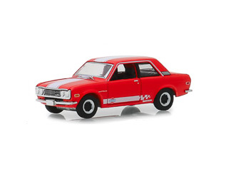 グリーンライト 1/64 Tokyo Torque Series 5 - 1970 ダットサン 510 カスタム - Red with White Stripes