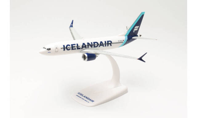 herpa wings 1/200 (プラスチック製) 737 Max 8 アイスランド航空 “J?kuls?rl?n” TF-ICE 新塗装 (cyan tail stripe) ※スナップフィット
