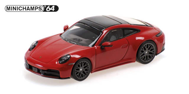 MINICHAMPS64(ミニチャンプス64) 1/64 (ダイキャスト製) ポルシェ 911 (992.2) カレラ 2025 カーマインレッド
