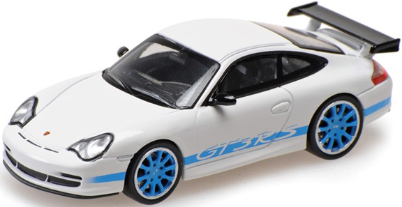 [予約]MINICHAMPS(ミニチャンプス) 1/64 (ダイキャスト製) ポルシェ 911 GT3 RS 2002 ホワイト/ブルーストライプ