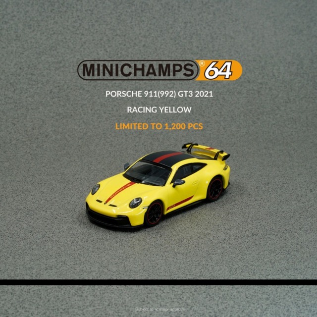 MINICHAMPS64(ミニチャンプス64) 1/64 Porsche 911 GT3 (992) 2021 - Racing Yellow ※世界限定1200台