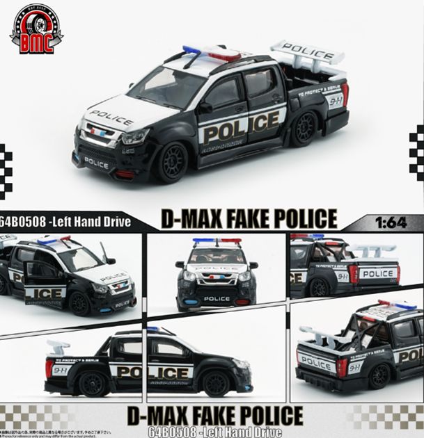 [予約]BM CREATIONS(ビーエムクリエーションズ) 1/64 (ダイキャスト製) いすゞ D-MAX 2018 ローライダー フェイクポリス LHD/カナダ
