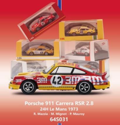 [予約]Spark(スパーク) 1/64 (ダイキャスト製) Porsche 911 Carrera RSR 2.8 No.42 24H Le Mans 1973 R.Mazzia／M.Mignot／P.Mauroy