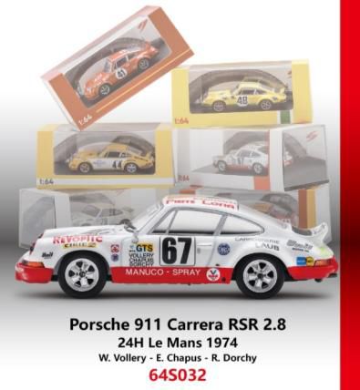 [予約]Spark(スパーク) 1/64 (ダイキャスト製) Porsche 911 Carrera RSR 2.8 No.67 24H Le Mans 1974 W.Vollery／E.Chapus／R.Dorchy