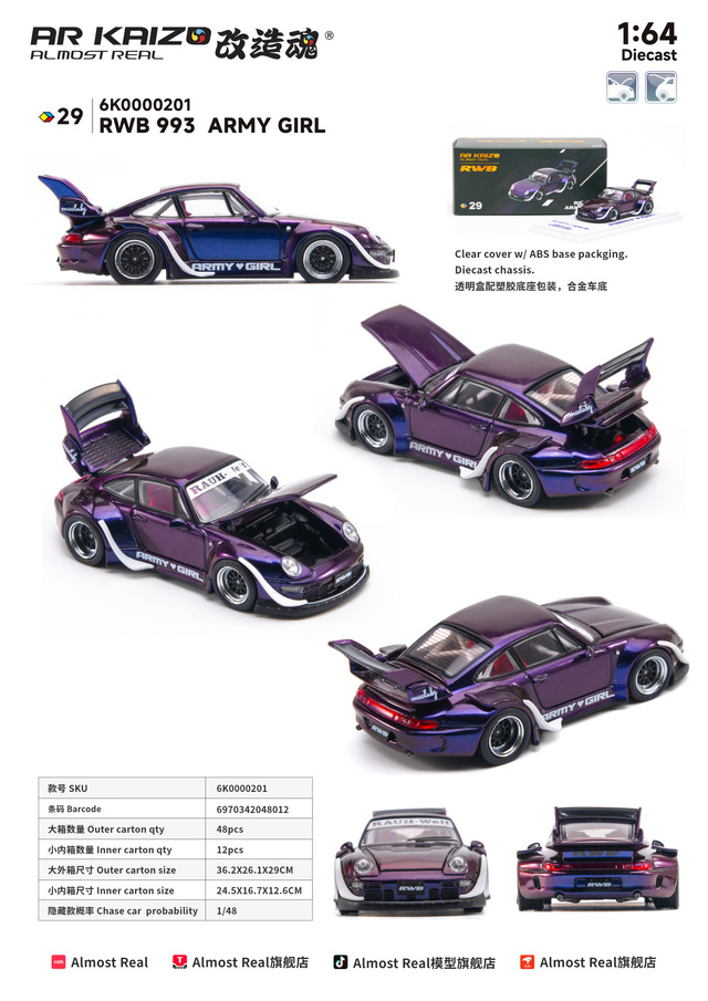 AR KAIZO 1/64 (ダイキャスト製) RWB 993 ARMY GIRL