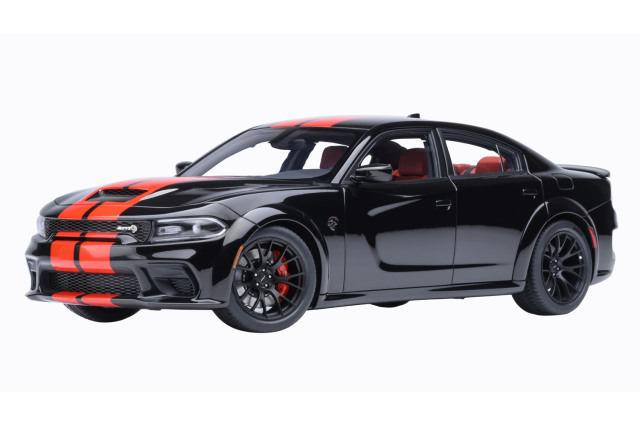 [予約]AUTOart (オートアート) コンポジットダイキャストモデル 1/18 (ダイキャスト製) ダッジ チャージャー SRT ヘルキャット レッドアイ ジェイルブレイク （ブラック／オレンジ・ストライプ ＜PITCH BLACK＞）