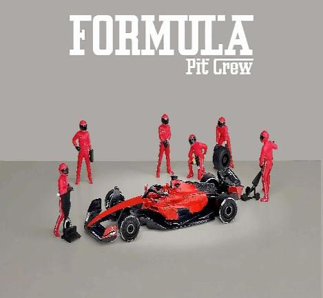 [予約]アメリカンジオラマ 1/64 (ダイキャスト製) フォーミュラ ピットクルー フィギュア チームレッド