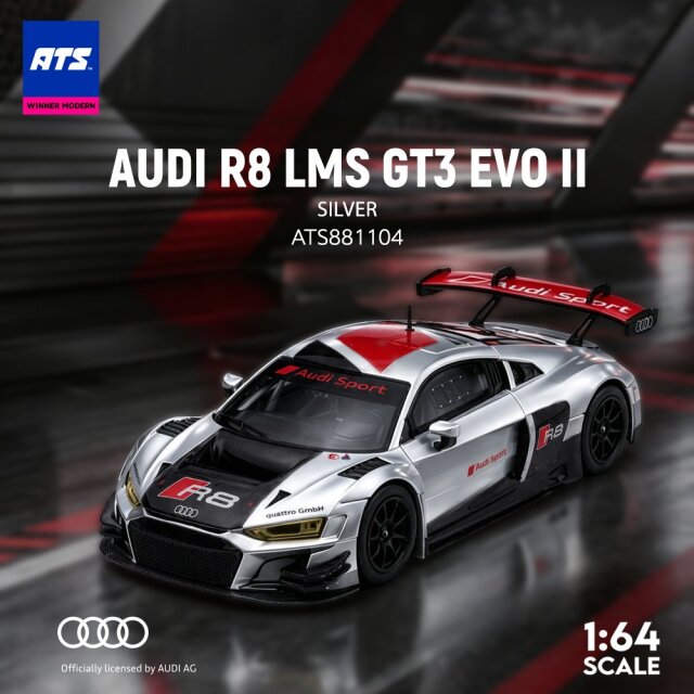 [予約]ATS MODELS 1/64 (ダイキャスト製) AUDI R8 LMS GT3 EVO II シルバー