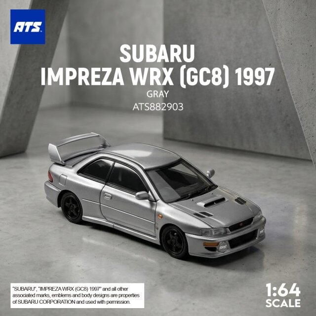 [予約]ATS MODELS 1/64 (ダイキャスト製) SUBARU IMPREZA WRX （GC8）1997 グレー