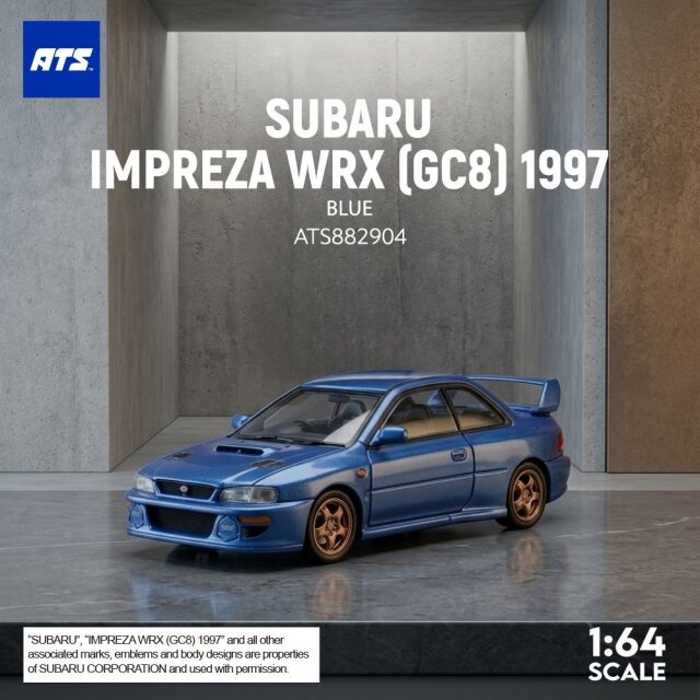 [予約]ATS MODELS 1/64 (ダイキャスト製) SUBARU IMPREZA WRX （GC8）1997 ブルー