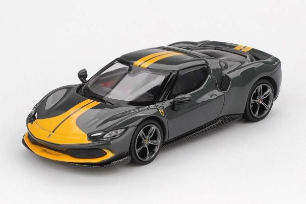 BBR 1/64 (ダイキャスト製) フェラーリ 296 GTB Assetto Fiorano Grigio Scuro（グレー/イエロー）