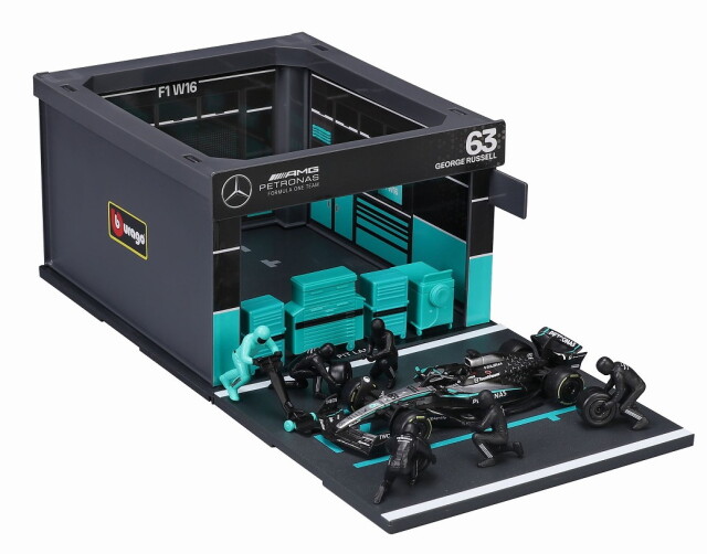 [予約]BURAGO(ブラーゴ) 1/43 (ダイキャスト製) メルセデス-AMG ペトロナス F1チーム PIT PASS セット W16 No.63 G.ラッセル