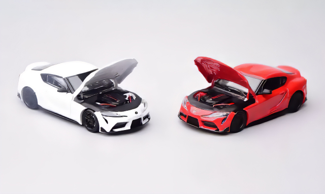 Model 1トヨタ GR スープラ ミニカー ホワイト＆レッド 2台セット MODEL 1(モデルワン) 1/64 (ダイキャスト製) トヨタ GRスープラ A90