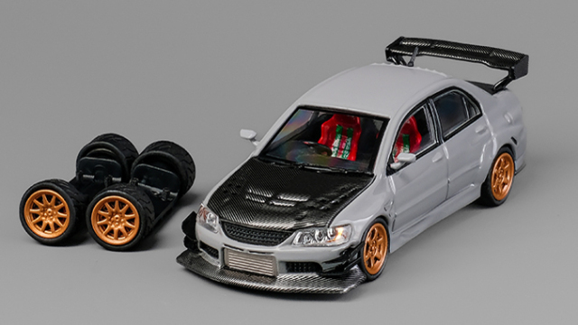 CM・MODEL(CMモデル)  1/64 Mitsubishi ランサー エボリューション IX Widebody カーボン/グレー ※品番変更