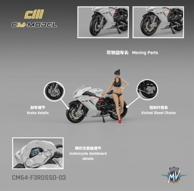 [予約]CM・MODEL(CMモデル) 1/64 (ダイキャスト製) MVアグスタ F3Rosso ホワイト ショーガール付属