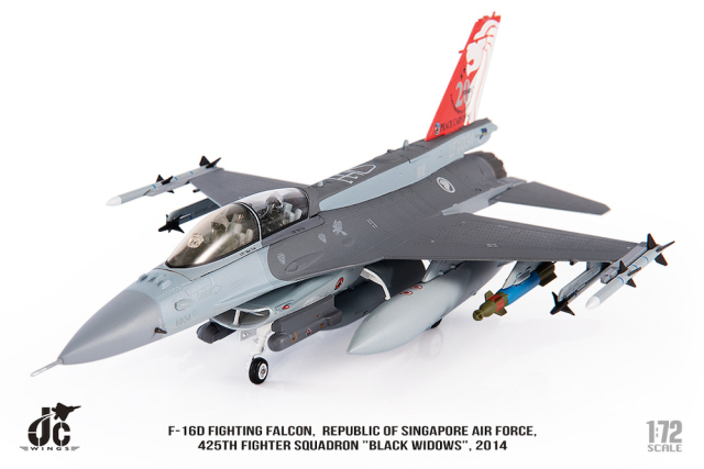 JCW 1/72 (ダイキャスト製) F-16D シンガポール空軍 425TFS ”Black Widows” 2014