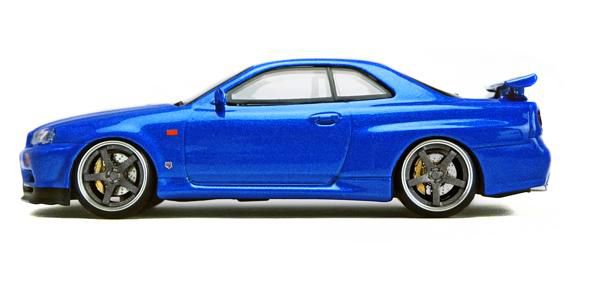 D MODEL 1/64 (ダイキャスト製) Nissan スカイライン R34 GT-R ブルー