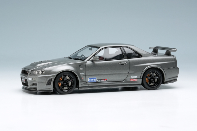 EIDOLON (アイドロン) 1/43 日産 スカイライン GT-R (NISMO BNR34 CRSバージョン) ダークメタルグレー ロゴステッカー付 2011