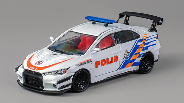 CM・MODEL(CMモデル)  1/64 Mitsubishi ランサー エボリューション X 警察車両 マレーシア限定モデル