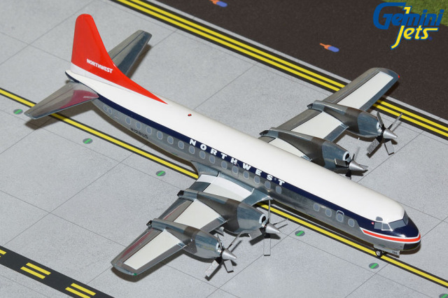 Gemini Jets 1/200 (ダイキャスト製) L-188C ノースウエスト・オリエント航空 N128US polished belly