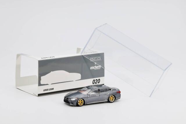 ゲインコーププロダクツ × enchery(エンチェリー) 1/64 (ダイキャスト製) Lexus LS500（Gray）- Low-riding version -LHD- グレー