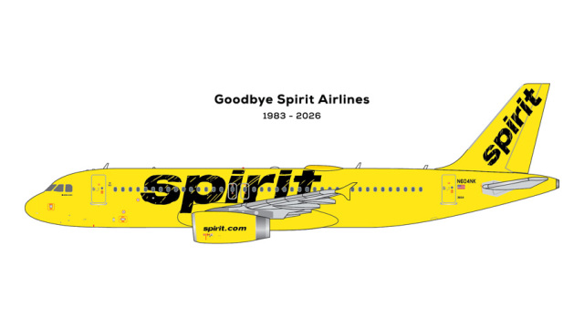 [予約]Gemini Jets 1/400 (ダイキャスト製) A320-200 スピリット航空 N604NK final revenue flight