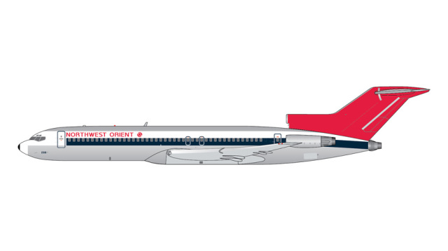 [予約]Gemini Jets 1/400 (ダイキャスト製) 727-200 ノースウエスト・オリエント航空 N298US 1980s thermometer livery polished