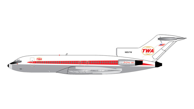 [予約]Gemini Jets 1/400 (ダイキャスト製) 727-100 トランスワールド航空 N851TW twin globes livery polished belly