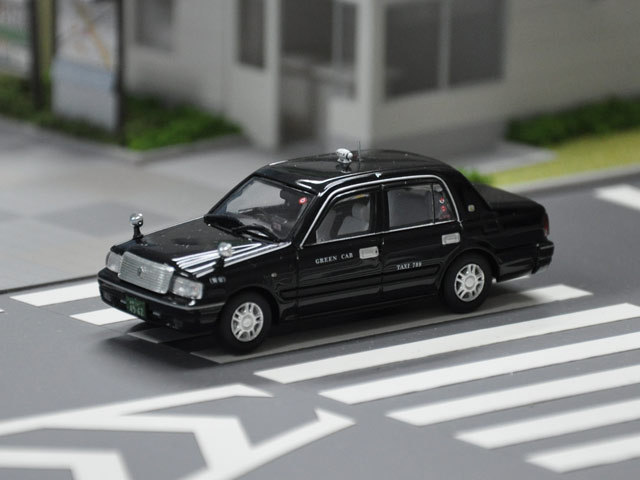 GULLIVER64 (ガリバー64) 1/64 (ダイキャスト製) グリーンキャブ クラウンセダン（黒）