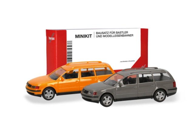 [予約]herpa Cars&Trucks 1/87 (プラスチック製) ミニキット フォルクスワーゲン パサート ヴァリアント B5 オレンジ/マウスグレー (2台セット)