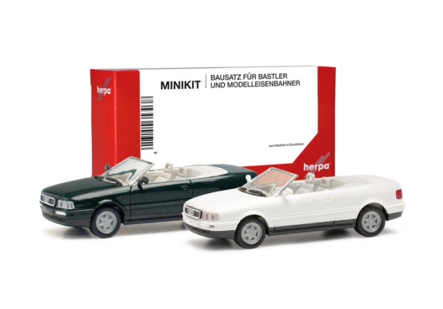 [予約]herpa Cars&Trucks 1/87 (プラスチック製) ミニキット アウディ カブリオ ミントグリーン/アルピンホワイト (2台セット)