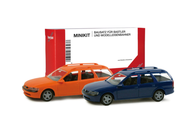 [予約]herpa Cars&Trucks 1/87 (プラスチック製) ミニキット オペル ベクトラ キャラバン オレンジ/ナイトブルー (2台セット)