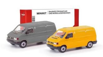 herpa Cars&Trucks 1/87 ミニキット フォルクスワーゲン T4 ボックスタイプ グレー/ブルームイエロー (2台セット)